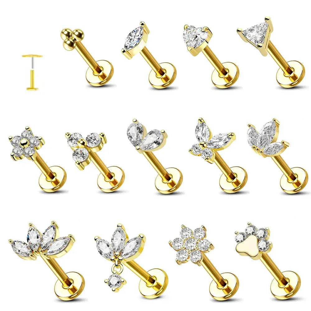 Titanium Flower Stud Piercing Earring-0