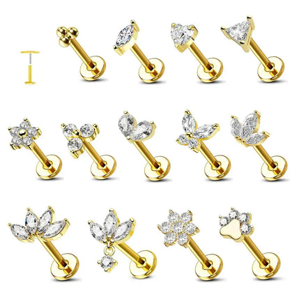 Titanium Flower Stud Piercing Earring-0