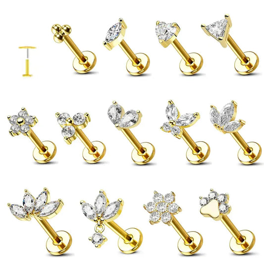 Titanium Flower Stud Piercing Earring-0