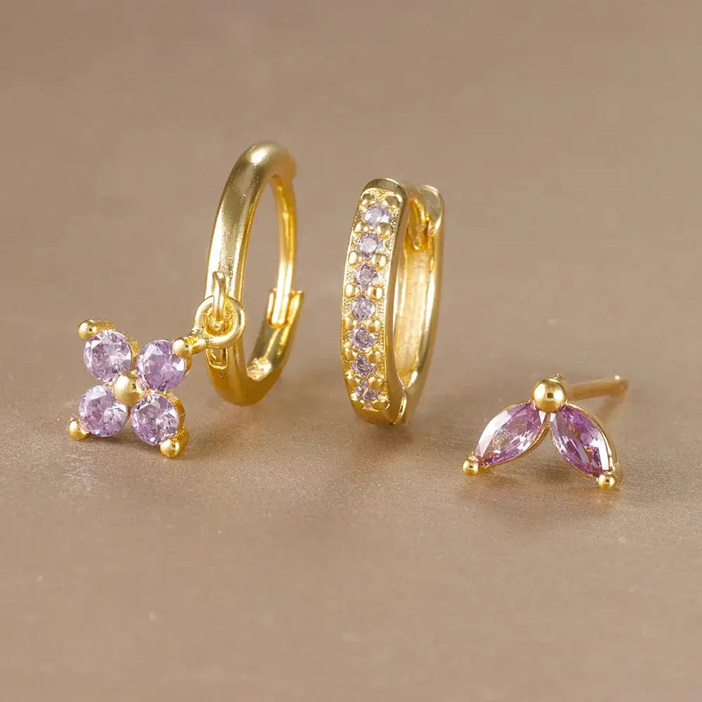 3PCS Flower Drop and Dangle Earring-10