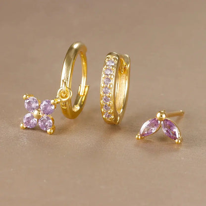 3PCS Flower Drop and Dangle Earring-10