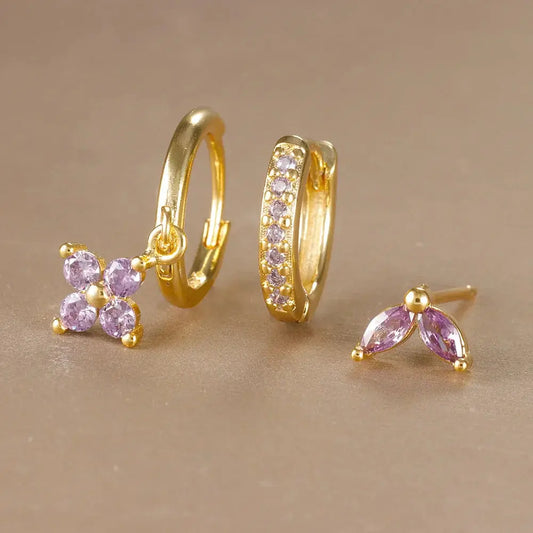 3PCS Flower Drop and Dangle Earring-10