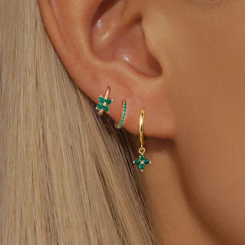 3PCS Flower Drop and Dangle Earring-1