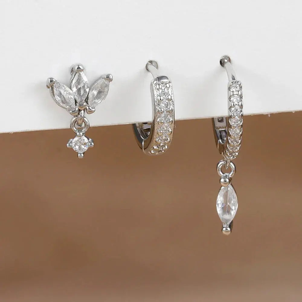 3PCS Horse Eye Zircon Stud Earrings-7