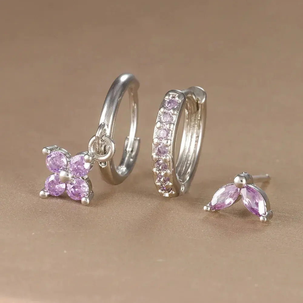 3PCS Flower Drop and Dangle Earring-9