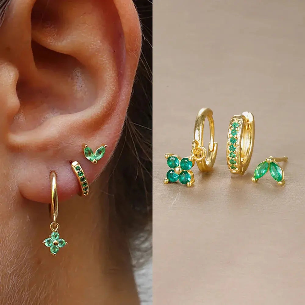 3PCS Flower Drop and Dangle Earring-7