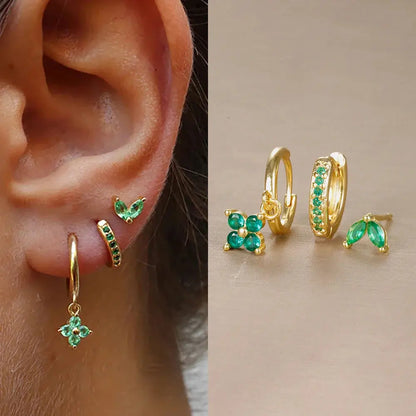3PCS Flower Drop and Dangle Earring-7