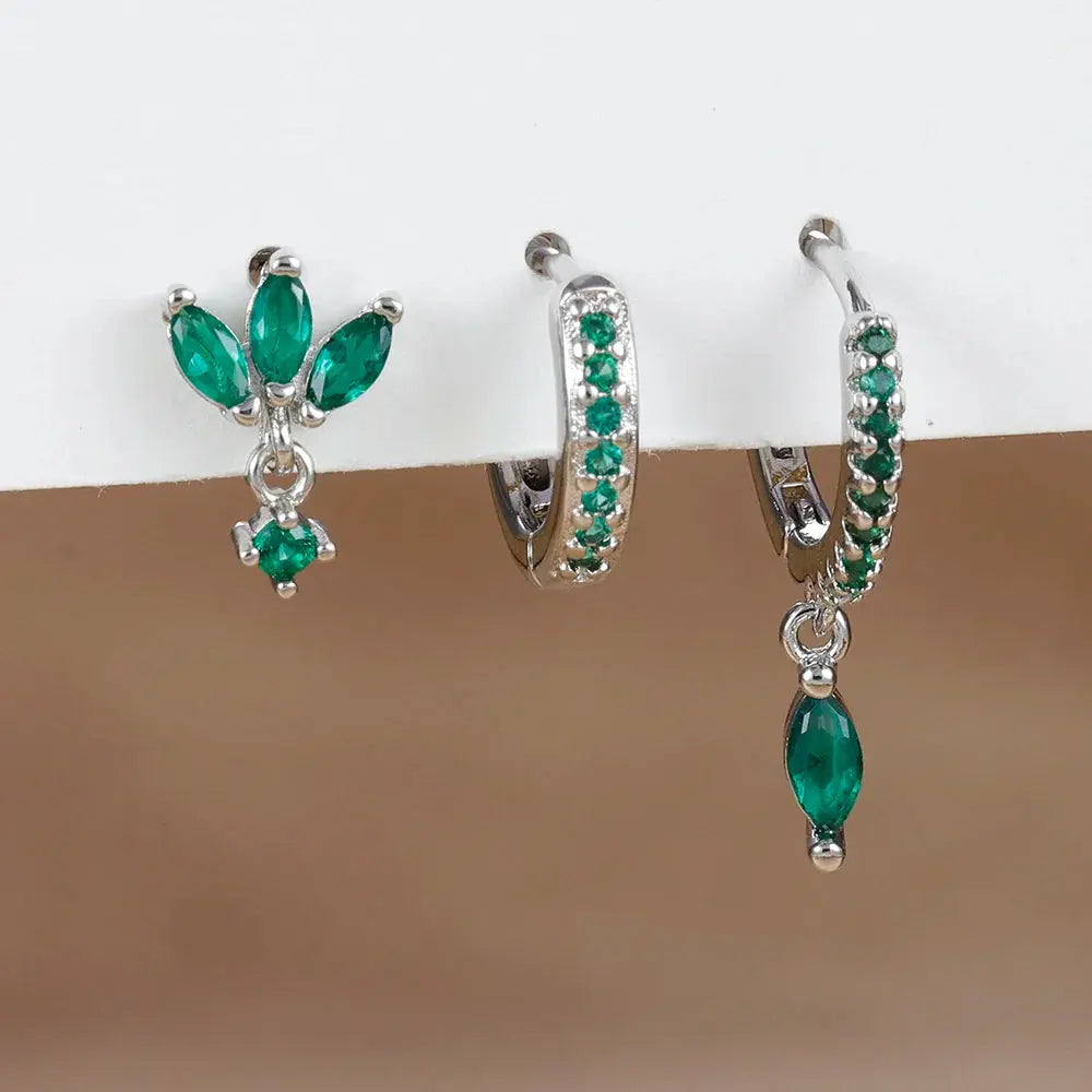 3PCS Horse Eye Zircon Stud Earrings-11
