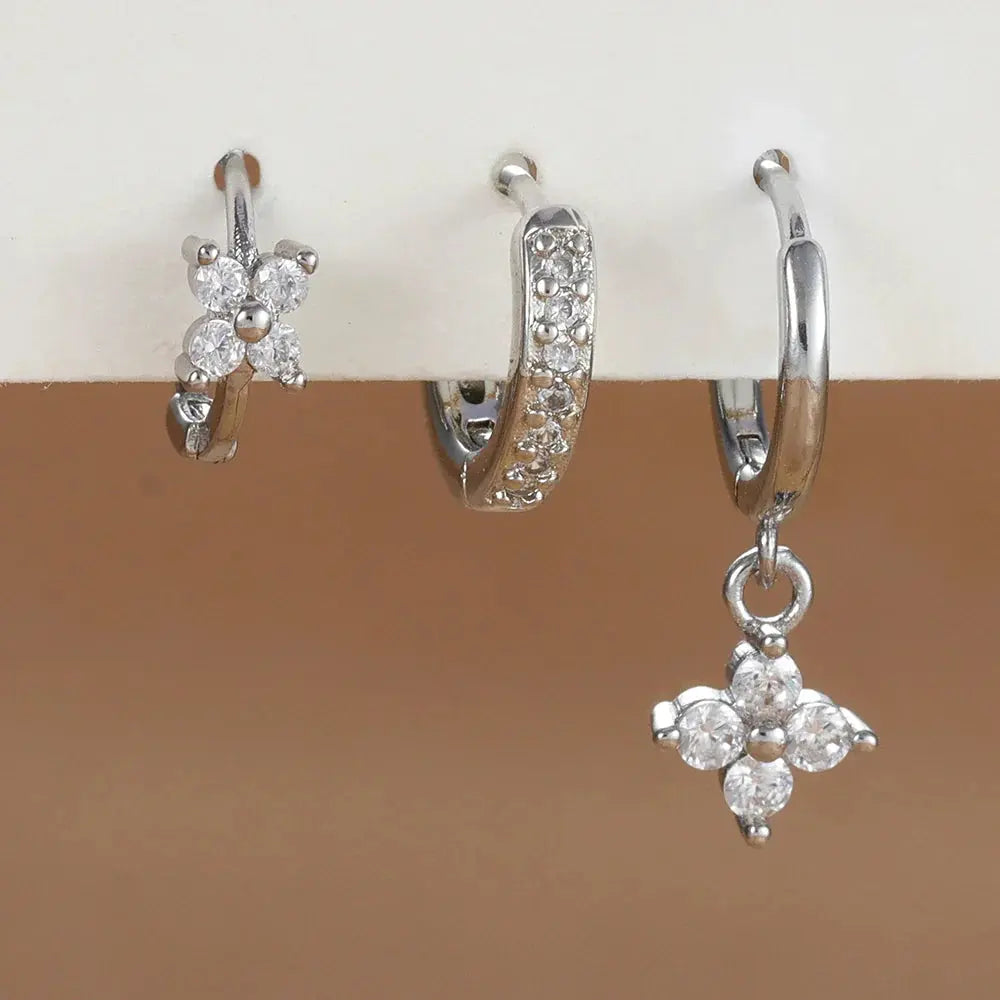 3PCS Flower Drop and Dangle Earring-19