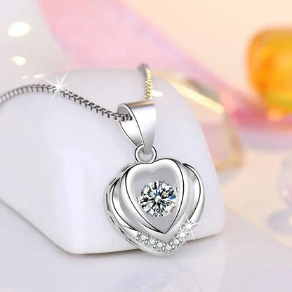 925 Sterling Silver Heart Pendant Necklace for Women-2