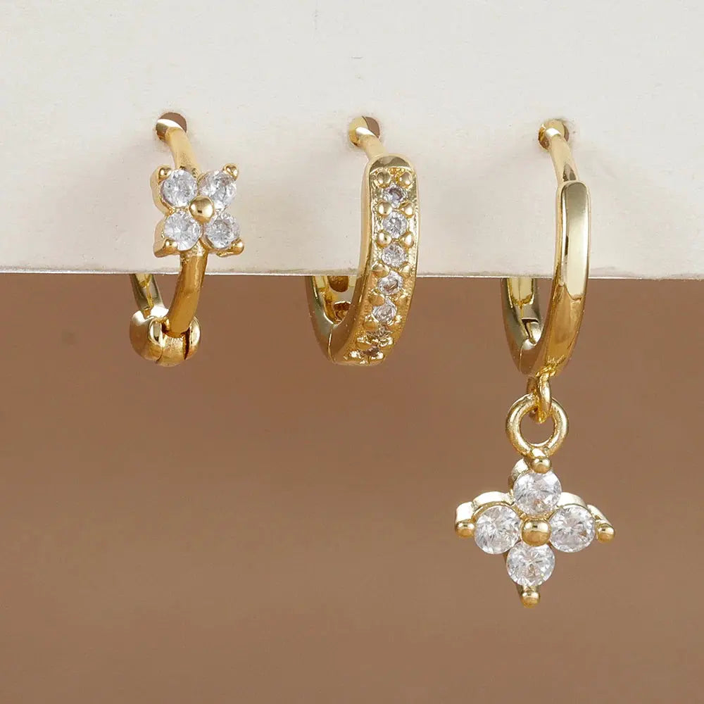 3PCS Flower Drop and Dangle Earring-20