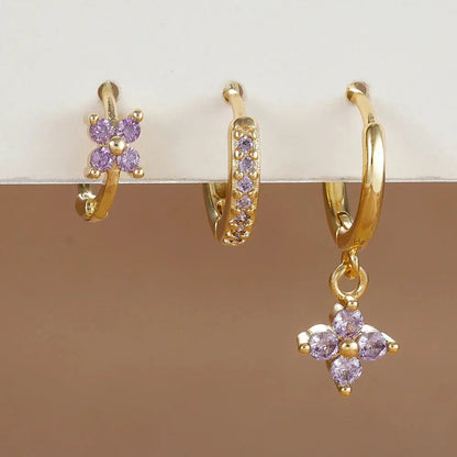 3PCS Flower Drop and Dangle Earring-18