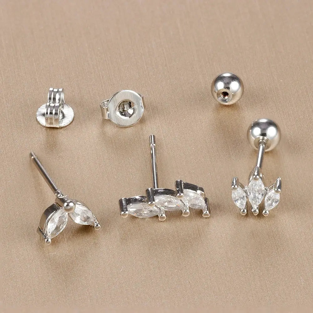 3PCS Crown Stud Earring Set for Women-3