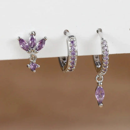 3PCS Horse Eye Zircon Stud Earrings-9