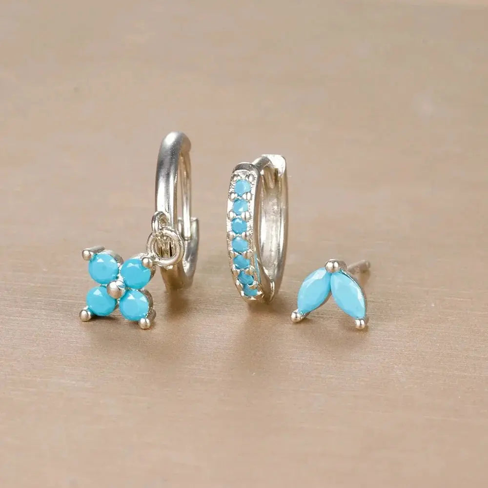3PCS Flower Drop and Dangle Earring-14
