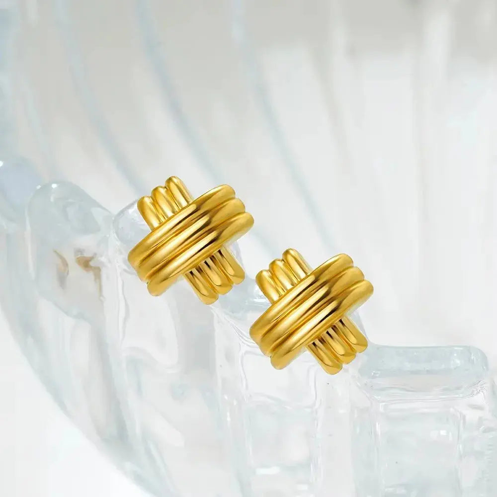 Three-Layer Textured Knot Earrings for Women-14