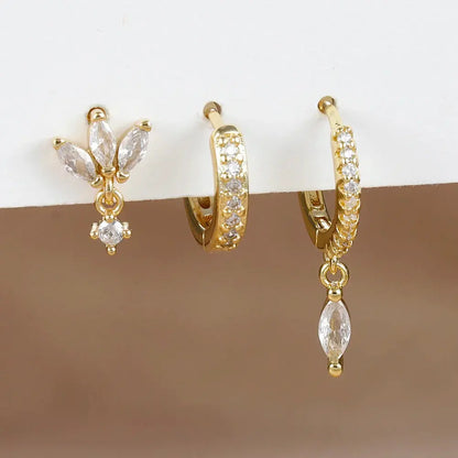 3PCS Horse Eye Zircon Stud Earrings-8