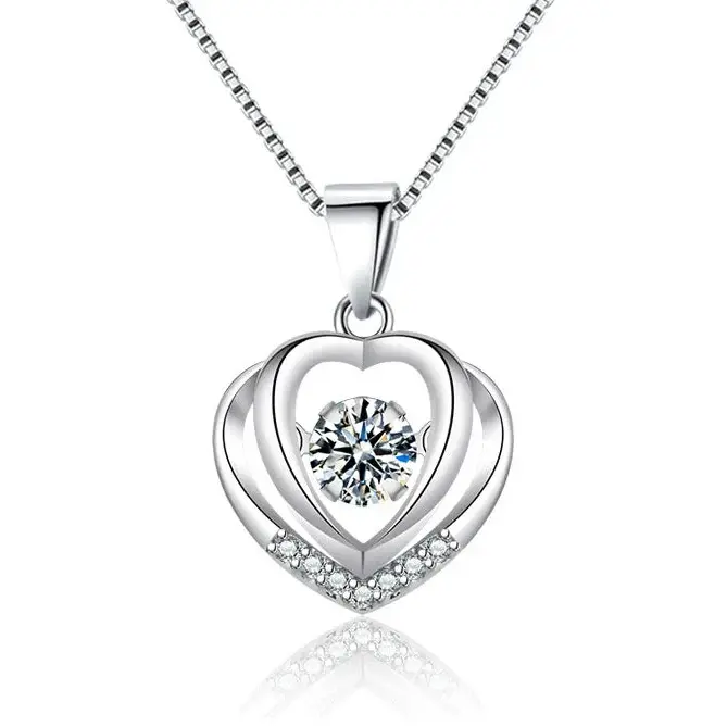 925 Sterling Silver Heart Pendant Necklace for Women-0