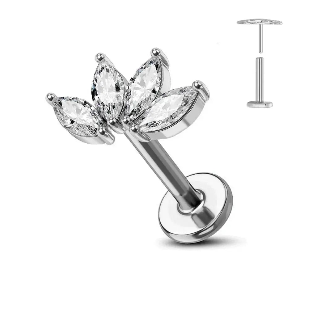 Titanium Flower Stud Piercing Earring-3