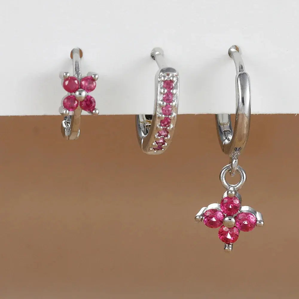 3PCS Flower Drop and Dangle Earring-25