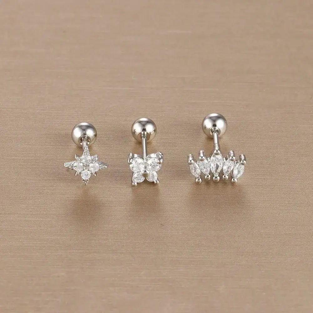 3PCS Crown Stud Earring Set for Women-7