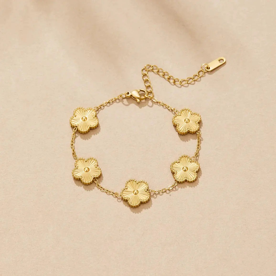 Golden Clover Flower Bracelet.-4