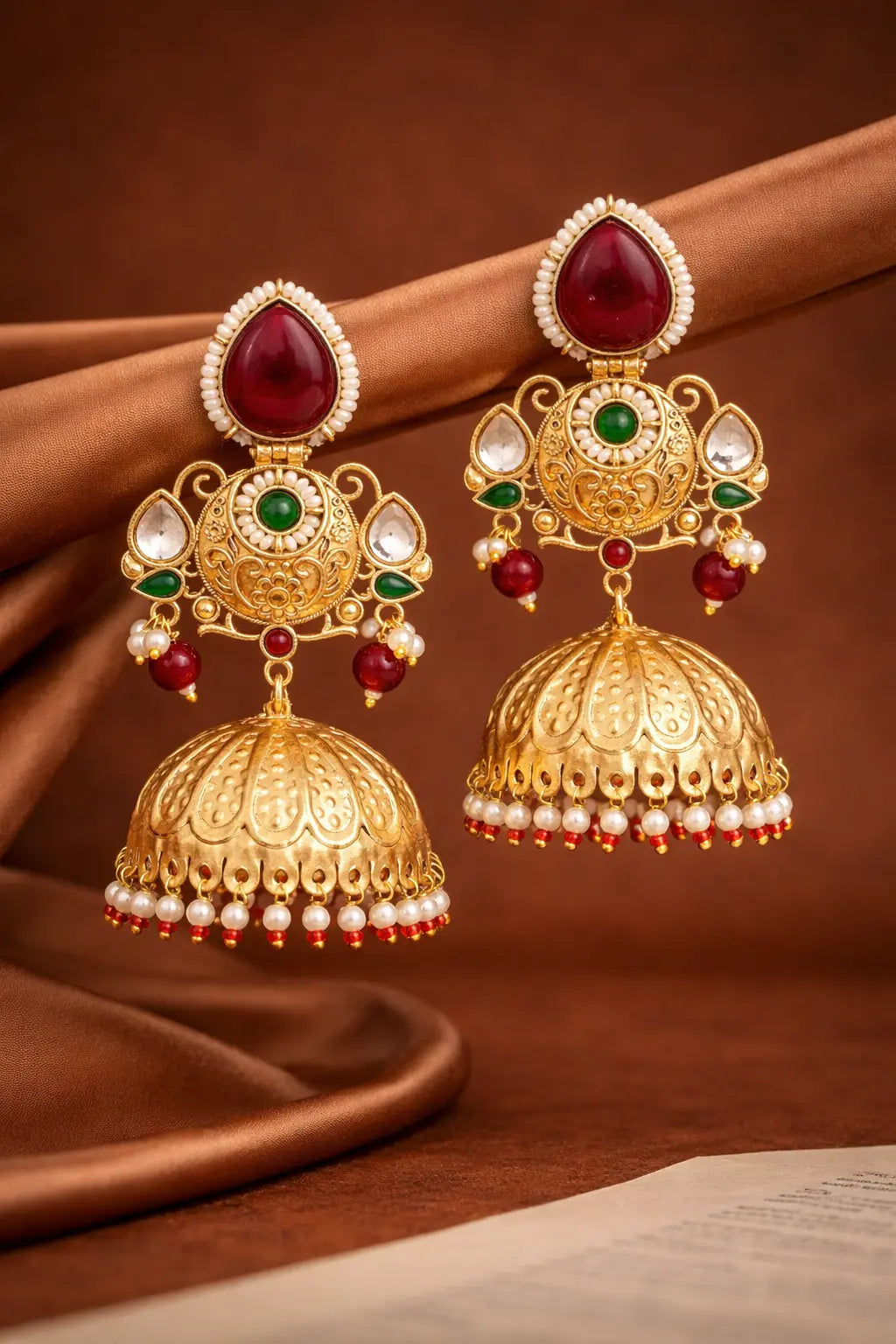 Tejaswini Royal Kundan Jhumki Earrings-0