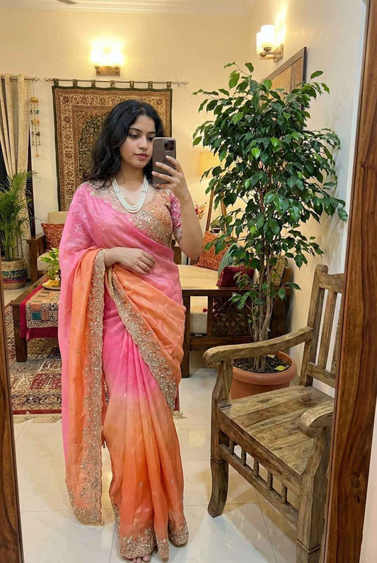 GulAab Pehrava Ombre Designer Saree-0