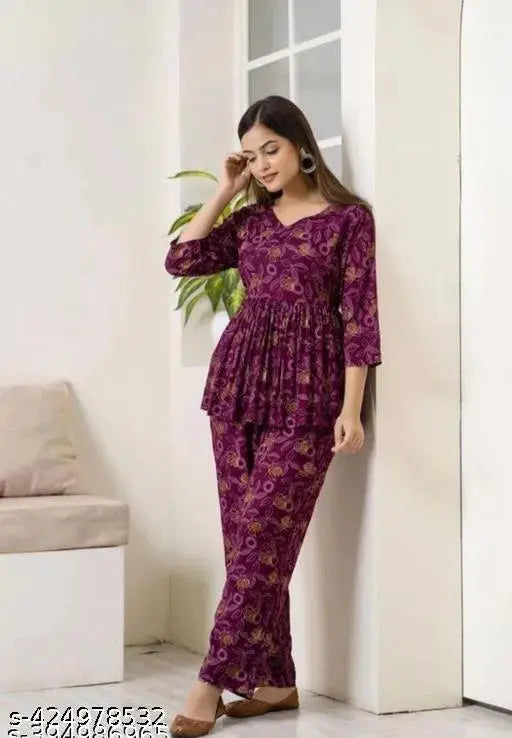 Women's Printed Co-Ord Set, Co-Ord Sets For Girls and WomenWomen's Printed Co-Ord Set, Co-Ord Sets For Girls and Women 13374