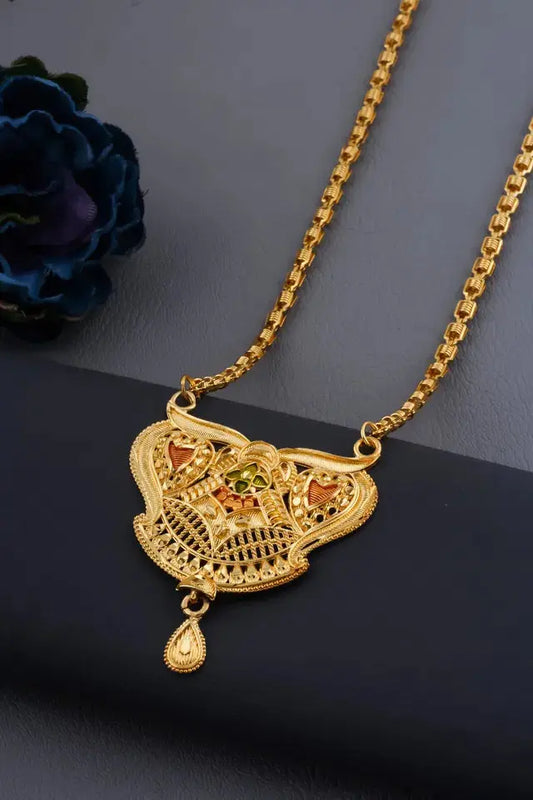 Traditional Gold plated Ki Mala Design With Chen Ladi Long Mangalsutra 6366