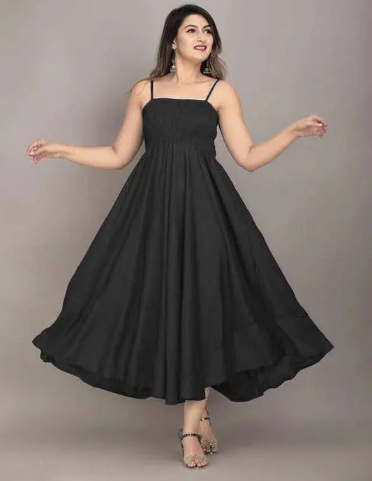 Women Maxi Black Full Length Dress 9420
