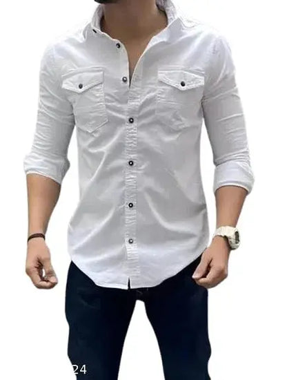 Men Cotton Blend Double Pocket Full Sleeves Shirt Pack of 3 6824