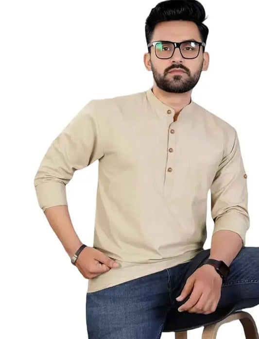 Men's Slim Fit Full Sleeve Cotton Short Kurta Pack of 3 6824