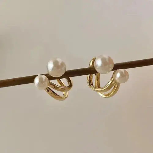 Double Pearl Stud Earring - Sori Style-4