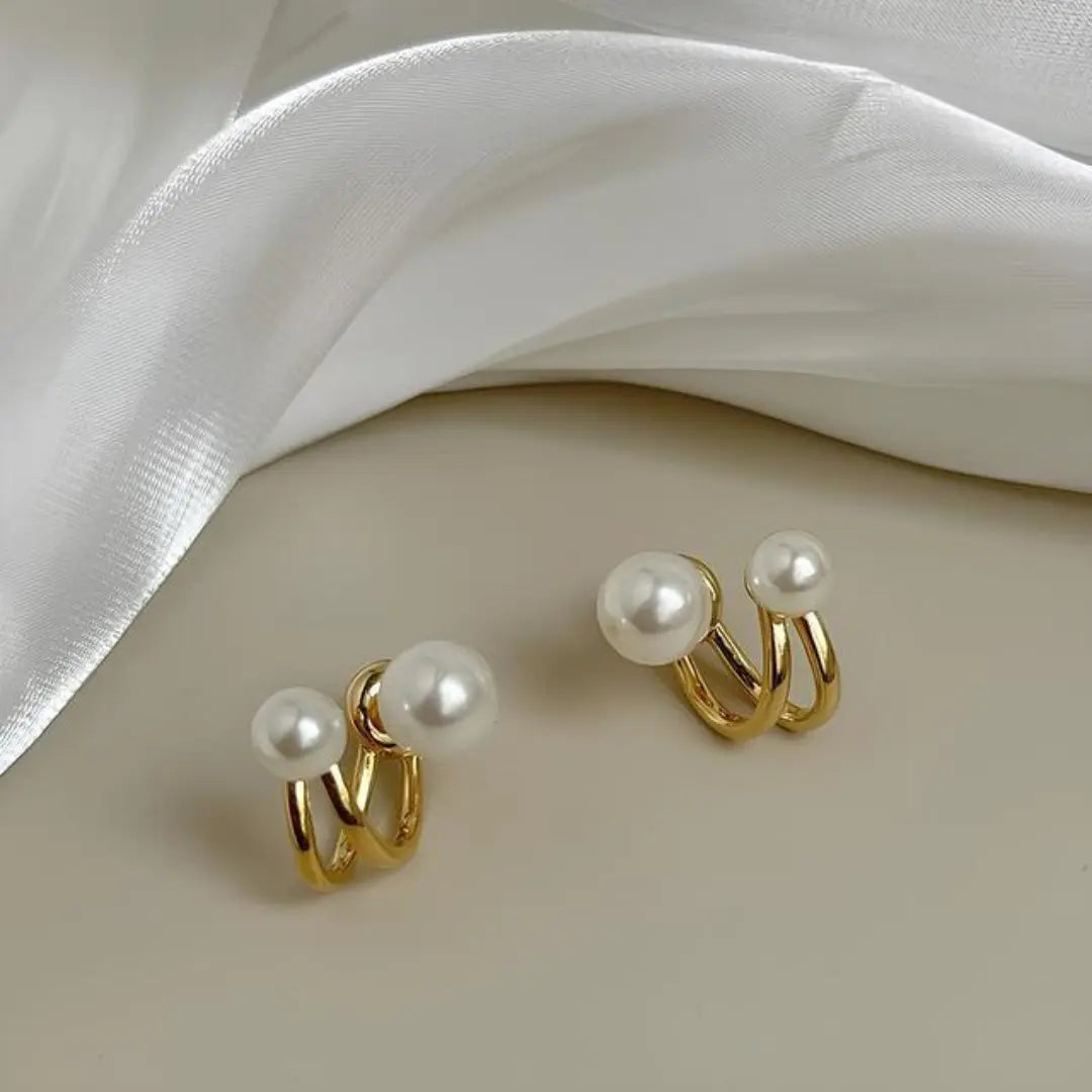 Double Pearl Stud Earring - Sori Style-2