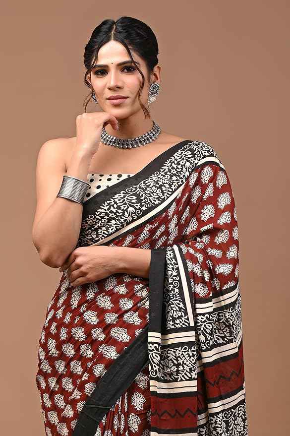LaalMitti Earth Bloom in Mulmul Saree-3