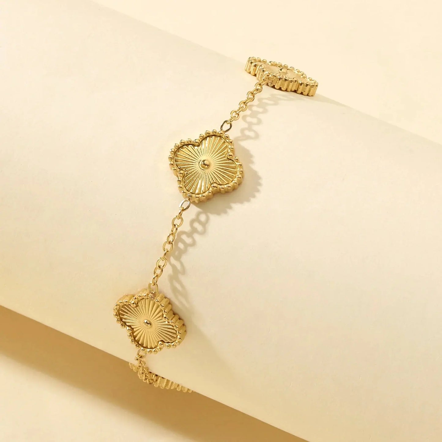 Golden Clover Flower Bracelet.-2