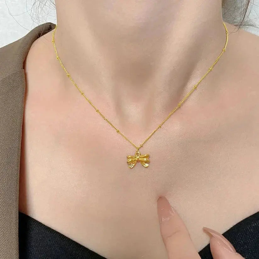 Dainty Bow Pendant Necklace - Sori Style-2