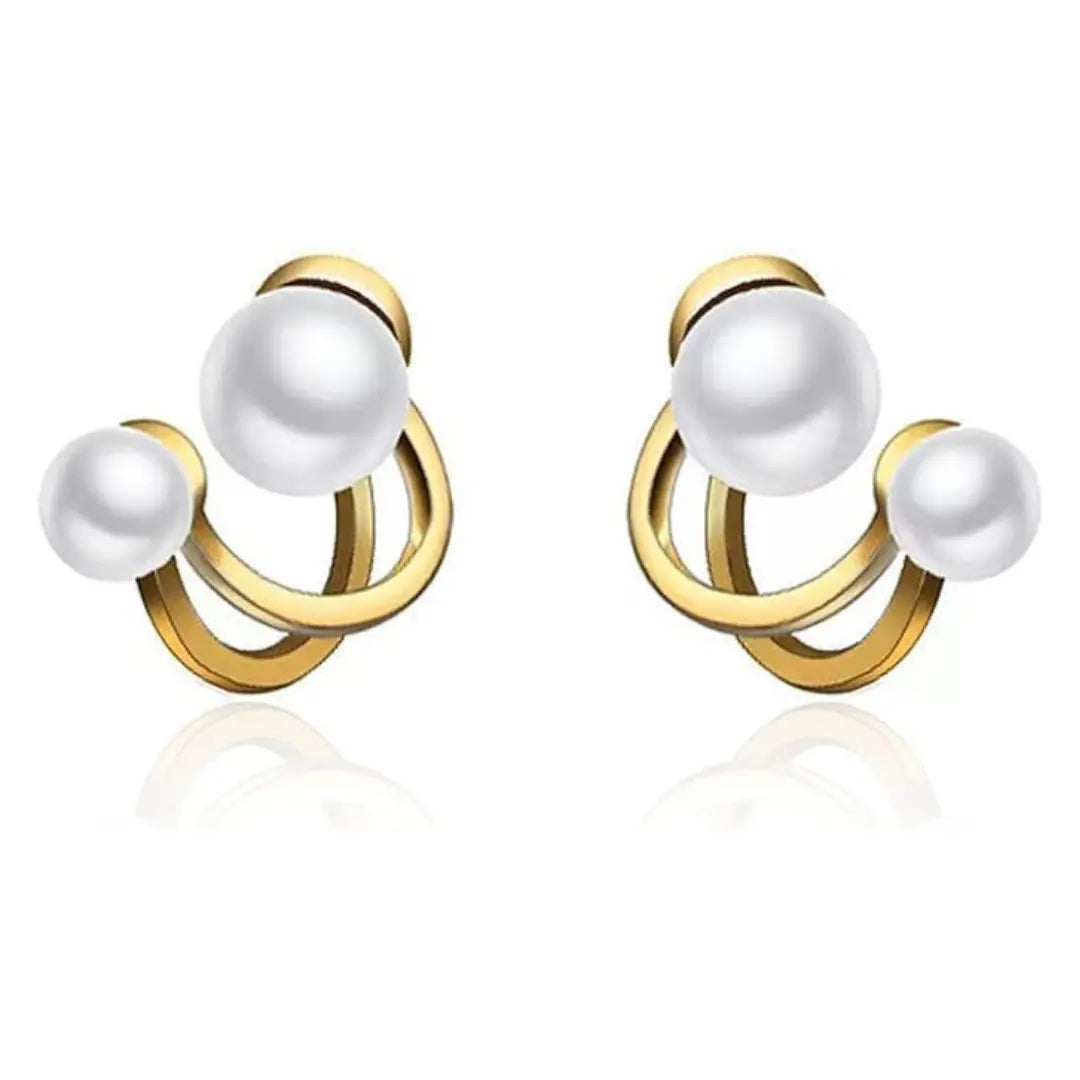Double Pearl Stud Earring - Sori Style-0