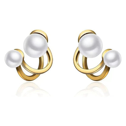 Double Pearl Stud Earring - Sori Style-0