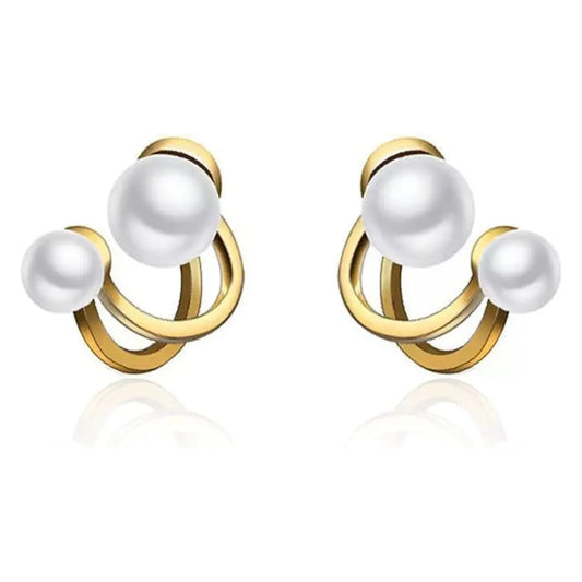 Double Pearl Stud Earring - Sori Style-0