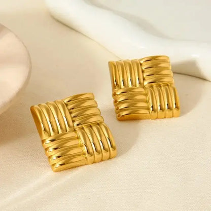 Square Stud Earrings -Bold Geometric & Elegant-1