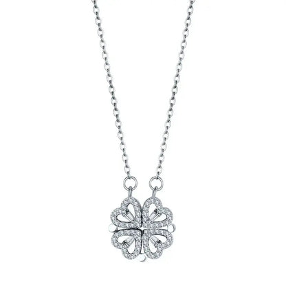 Four-Leaf Clover Hearts Necklace-5