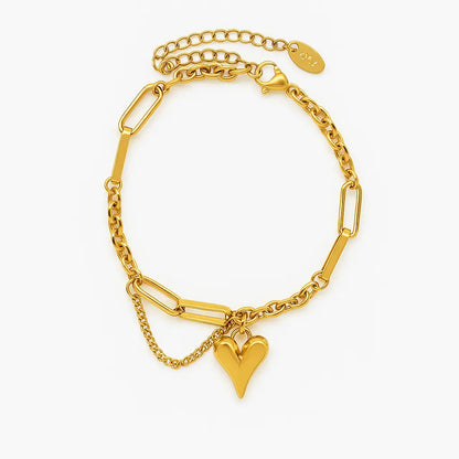Anti-Tarnish Gold Heart Charm Bracelet -Dainty & Durable Love Jewelry-0