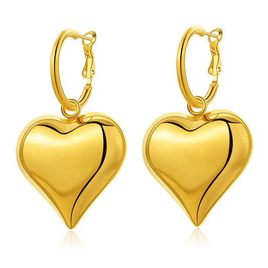 Chunky Heart Hoop Earrings-0