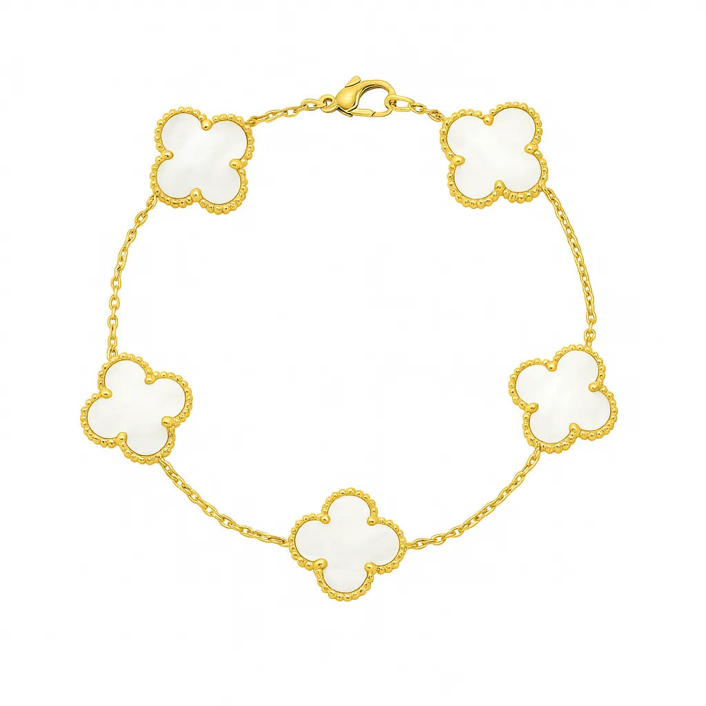White Four Leaf Clover Bracelet - Lucky Charm Jewelry-0