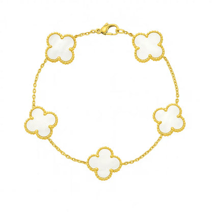 White Four Leaf Clover Bracelet - Lucky Charm Jewelry-0