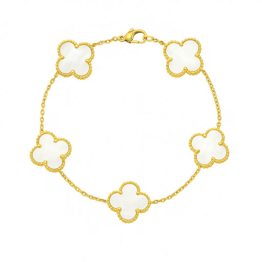 White Four Leaf Clover Bracelet - Lucky Charm Jewelry-0