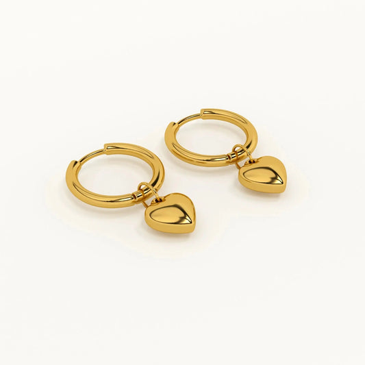 Small Heart Hoop Earrings-1