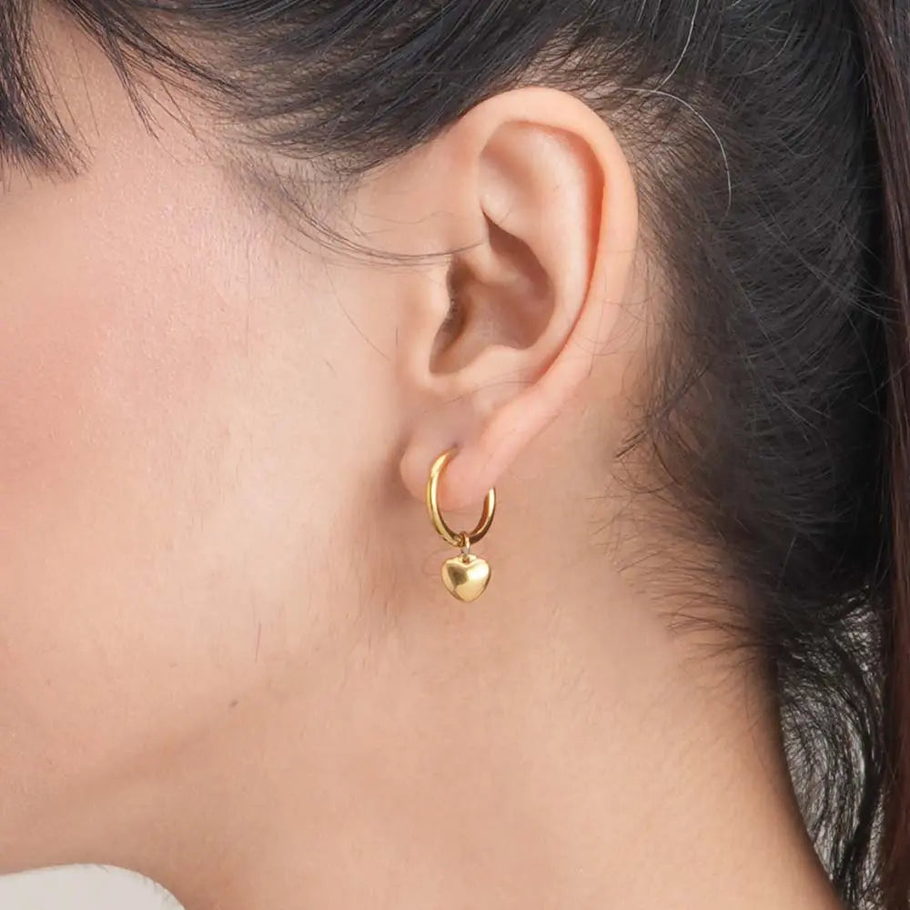 Small Heart Hoop Earrings-3